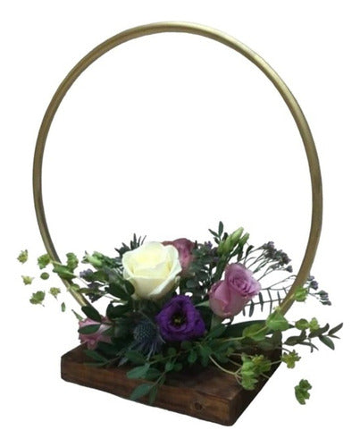 LG Circular Mixed Iron - Wood Centerpiece (Without Flowers) 0