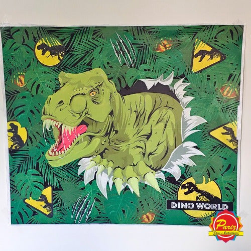 Painel Dino World Para Festa Tecido 1,40m X 1,20m Dinossauro 1