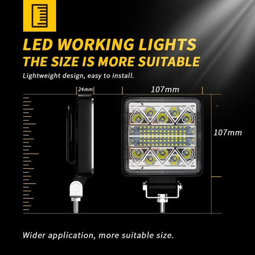 Faro 22 Led Cuadrado Panel Antiniebla Moto Tractor Auxiliar 1