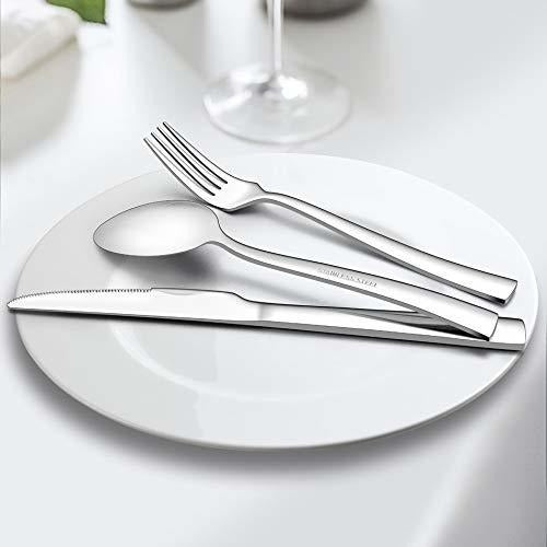 Lianyu - 45-Piece Square Cutlery Set with Serving Utensils 6