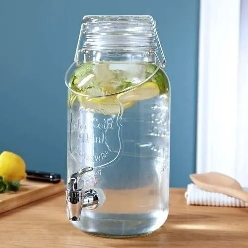 Glass Beverage Dispenser with Tap 3.6L 2