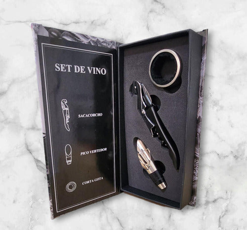 Set Destapa Vino X3 Sacacorchos Pico Vertedor Corta Gota Kit 6