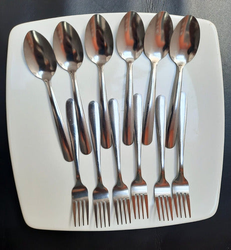Set of 24 Stainless Steel Dessert Cutlery - 12 Forks and 12 Spoons 3