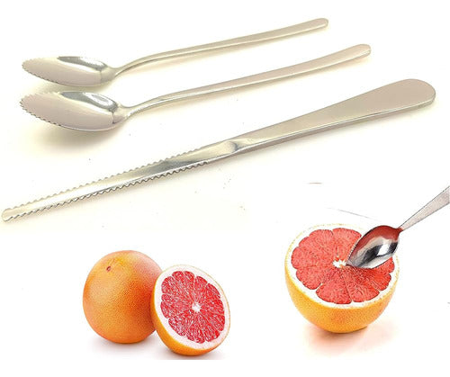 Generic Stainless Steel Grapefruit Spoon Set of 3 with Edged Borders 0