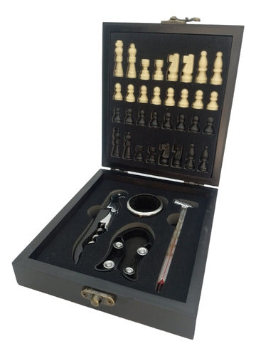 Set Accesorio Vino Con Juego Ajedrez Crystal Rock 0