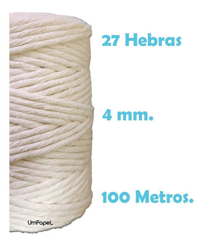 Umpapel Hilo Algodón 27 Hebras Ideal Macramé 100 Mts 1