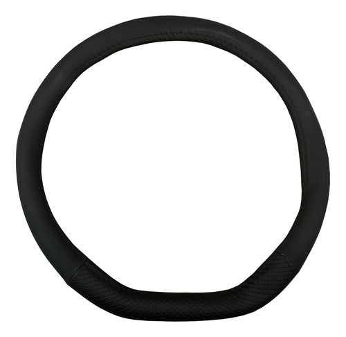 Iael Black Combined Flat Base Steering Wheel Cover 38cm 4