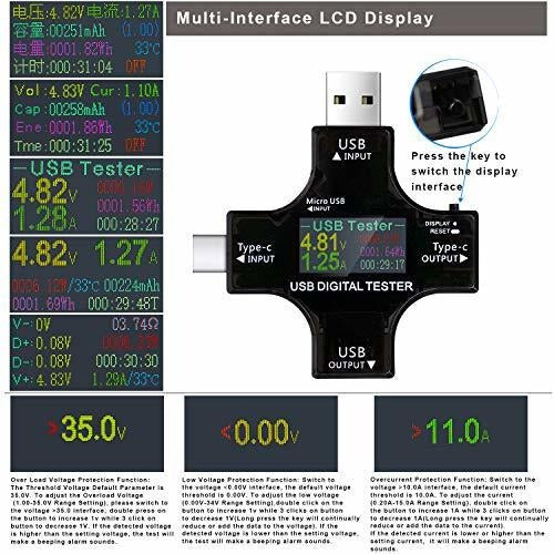 Eversame 2 In 1 Type C USB Tester Color Screen LCD Digital Multimeter 2