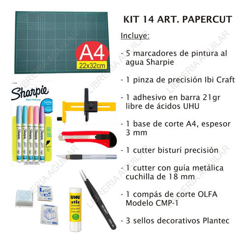Premium Papercut Kit 14 Art. Cutter Set with Sharpie Markers and Precision Tools 1