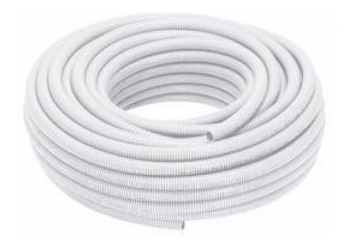 Luxon Caño Corrugado 3/4 Rollo Flexible 25 Mt Blanco Ignifugo Iram 0