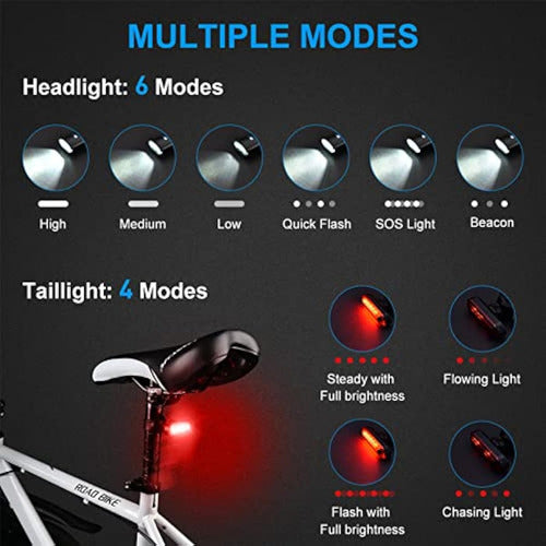 AOZOY Rechargeable USB Bicycle Light Set 5