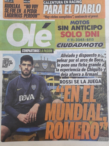 Diario Ole 19 Mayo 2018 Boca Agustín Rossi 0