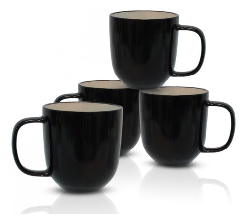 Taza Tazón Cerámica Té Café Leche Blanco Negro 392 Ml 1