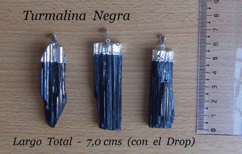 Black Tourmaline Necklace 7cm Pendant with Surgical Steel Rolo Chain 3