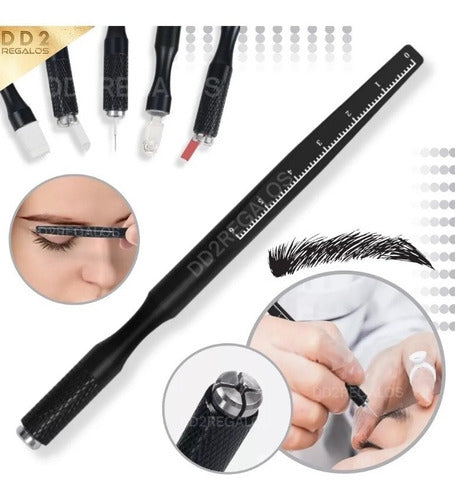 Fashion Tebori Pen Microblading Eyebrows Eyes and Lips with Measuring Tool 2