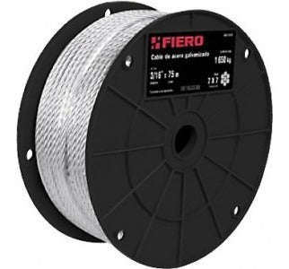 Pack 10mt Cable Acero Galvanizado 1/8  7x7 Rollo 75mt Fiero 0