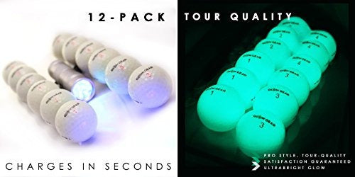 GlowGear Glowv2 Night Golf Balls (12-Pack) - Best Hitting Ultra Bright Glow Golf Ball 1