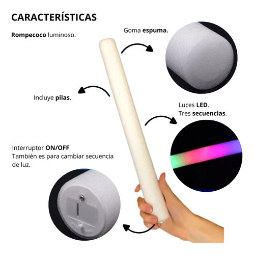 Genérica 10 Barras Goma Espuma Luminosa Led Rompecocos Multicolor 1