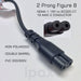 Ipax 10ft Long Two Prong Adaptador De Corriente Ca Cable 1