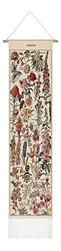 Tegeme Vintage Floral Tapestry 52 x 13 Inches, Long Vertical Wall Hanging 0