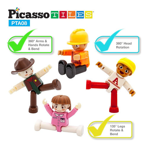 PicassoTiles 16 Piece Action Figures Toy Set Expansion Variety Pack 1