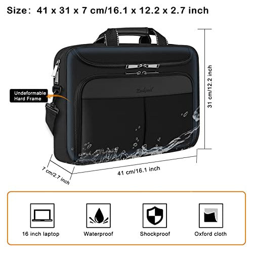 Enkinil Laptop Briefcase, 15.6-16.2 Inches, Waterproof Black 3