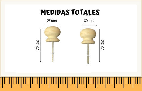 Tiradores De Madera De 25mm X 10 Unidades 3 Modelos 1