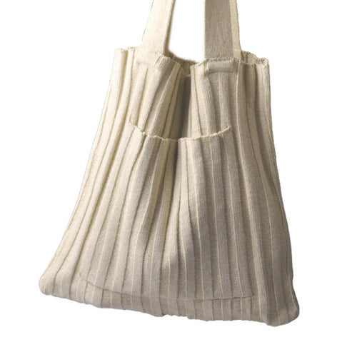 Galexbit Beige Knit Shoulder Hobo Bag 1