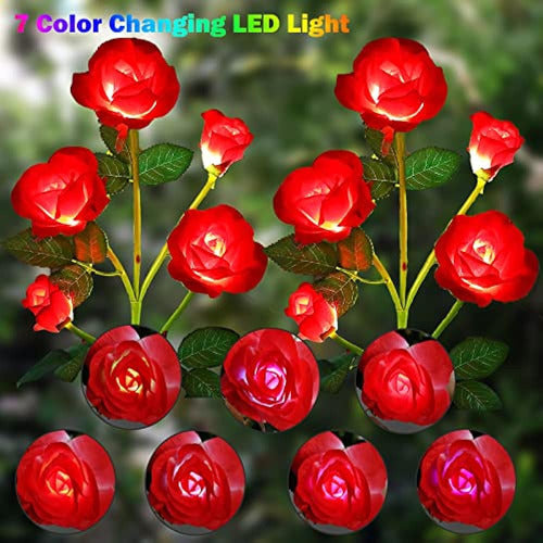 Angmln Pack of 4 Solar Garden Lights with Decorative Flowers 1