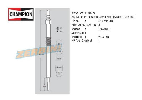 Kit 4 Bujia Incandescente P/ Renault Master 3 2.3 Dci M9t 0