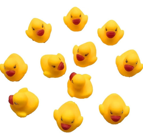 Pato Patitos X12 Goma Bañadera Juguete Con Chifle Niño Baño 0