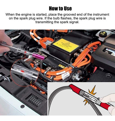 Black Spark Indicator Pencil Type Autos Spark Plug Wire Tester 6