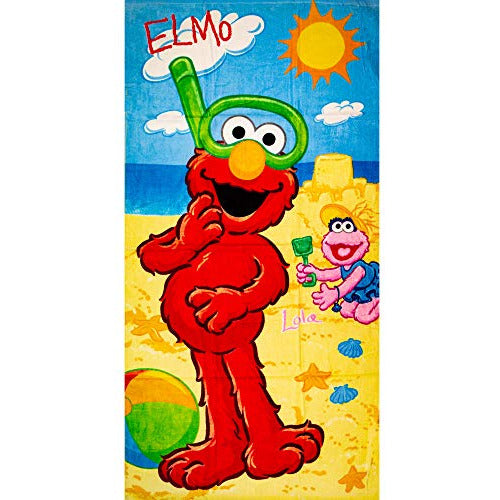 JPI Plaza Sesamo Beach Towel Elmo and Lola Sandcastle Design 0