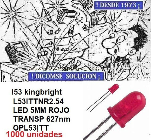 Kingbright L53IT Red Diffused 5mm LED - Pack of 1000 0