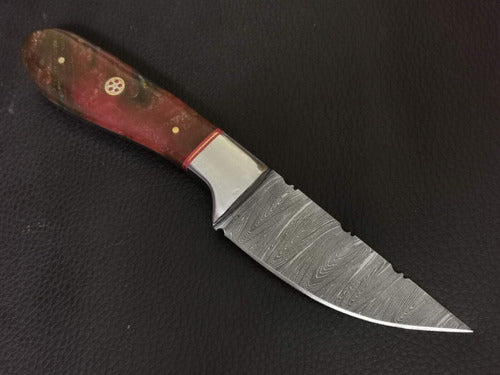 Louis Martin Cuchillo Artesanal Acero De Damasco Mas Funda De Cuero 0