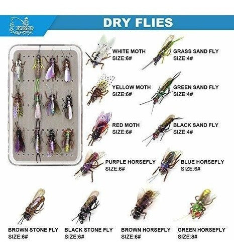 YZD Fly Fishing Flies Realistic Dry Wet Nymph Trout Flies Hand Tie Lures Kits 12 Pieces 1