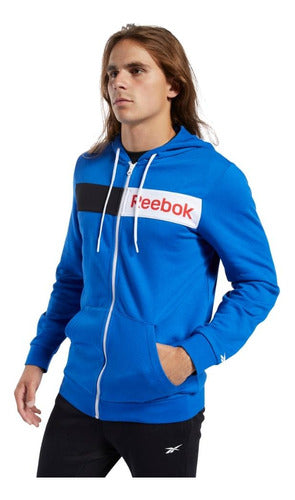 Reebok Men’s Linear Logo Hoodie in Humble Blue 0