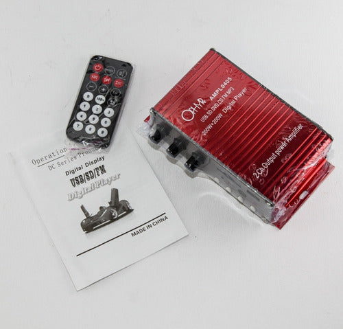 Ophyr Digital Stereo Hi-Fi Audio Power Amplifier USB SD 12V Motorcycle + Remote Control 3