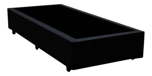 Base Cama Box Solteiro Corino Preto - 88x188x39 0