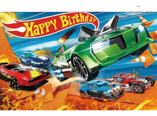 Art.fiesta Adorno Cumple Cotillón Cartel Banner Hotwheels 0