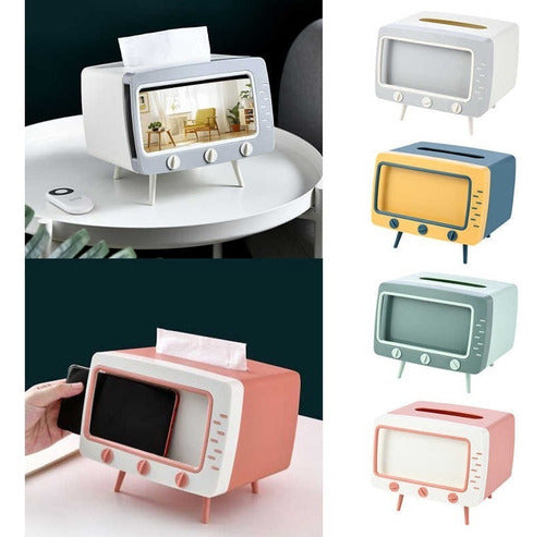 ND SHOP Retro TV Shaped Tissue Holder and Phone Stand 0