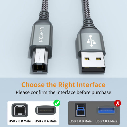 Cable De Impresora Usb, Cable Usb A A B De 5 Pies, Cable Usb 1