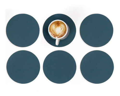 Supercover Round Table Mats Set of 6 Individual Round Mats and 6 Coasters - Recycled Leather 1