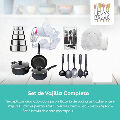 Fary Home Set Juego Vajilla Completo 100 Pzs Secaplato Bateria Cocina 1