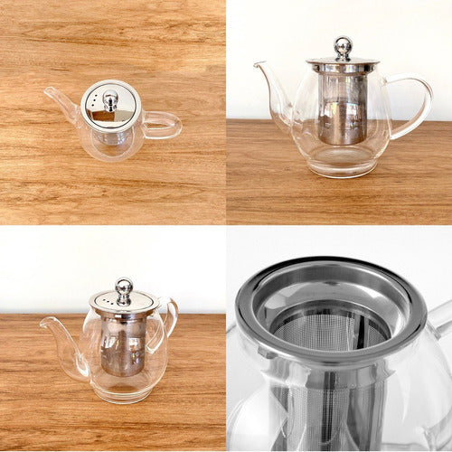 Glass Teapot with Stainless Steel Infuser and Lid 500ml - Pettish Online 2