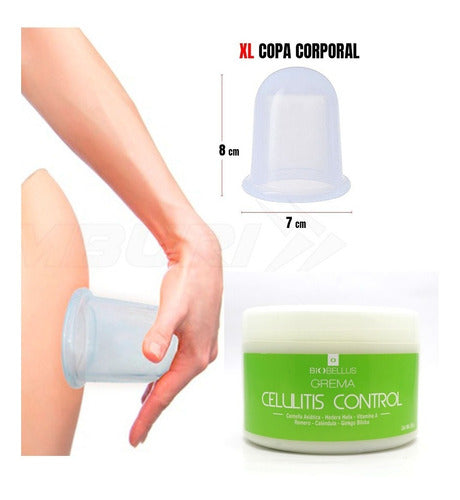 Mburi Ventosa Xl Silicona Celulitis + Crema Control Abdomen Piernas 2