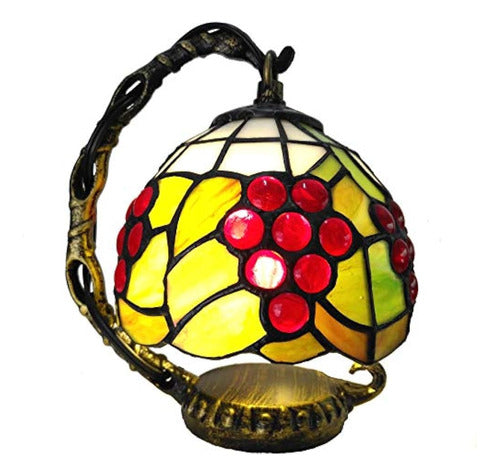 Bieye L10554 Grapes Tiffany Style Stained Glass Mini Lámpara 0