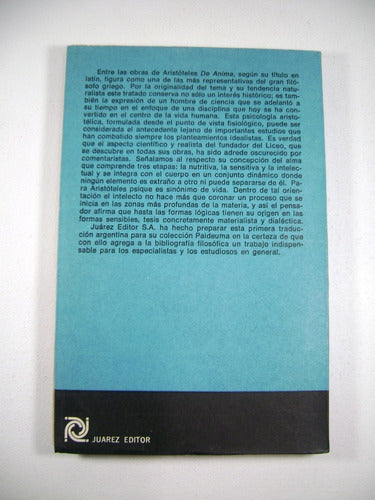 De Anima Aristoteles Juarez Editor Impecable Papel Boedo 1