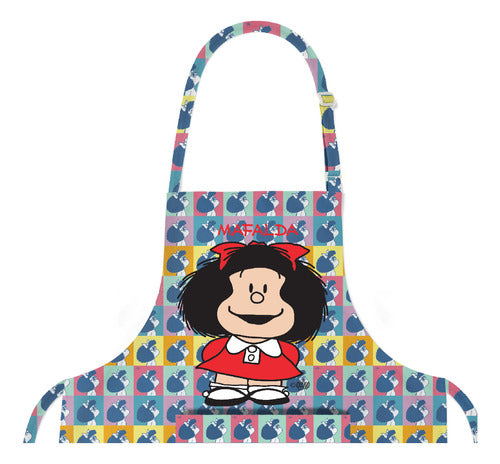 I Love Gifts Mafalda Floral and Checkered Silhouette Apron 7