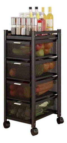 Shopick Organizer Cart with 4 Baskets for Kitchen - Rolling Storage Solution 0